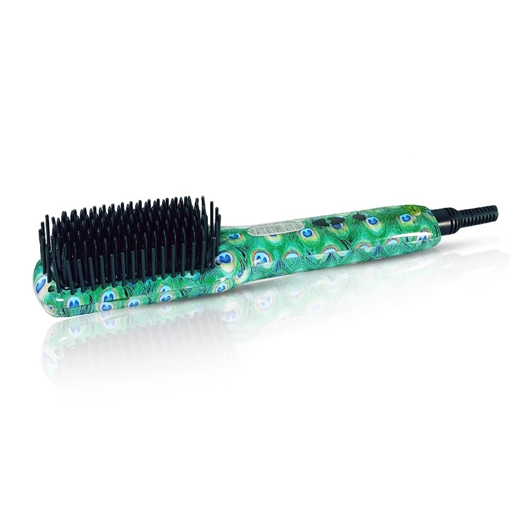 NIB Neo Ionic Peacock Heated Straightener Brush
